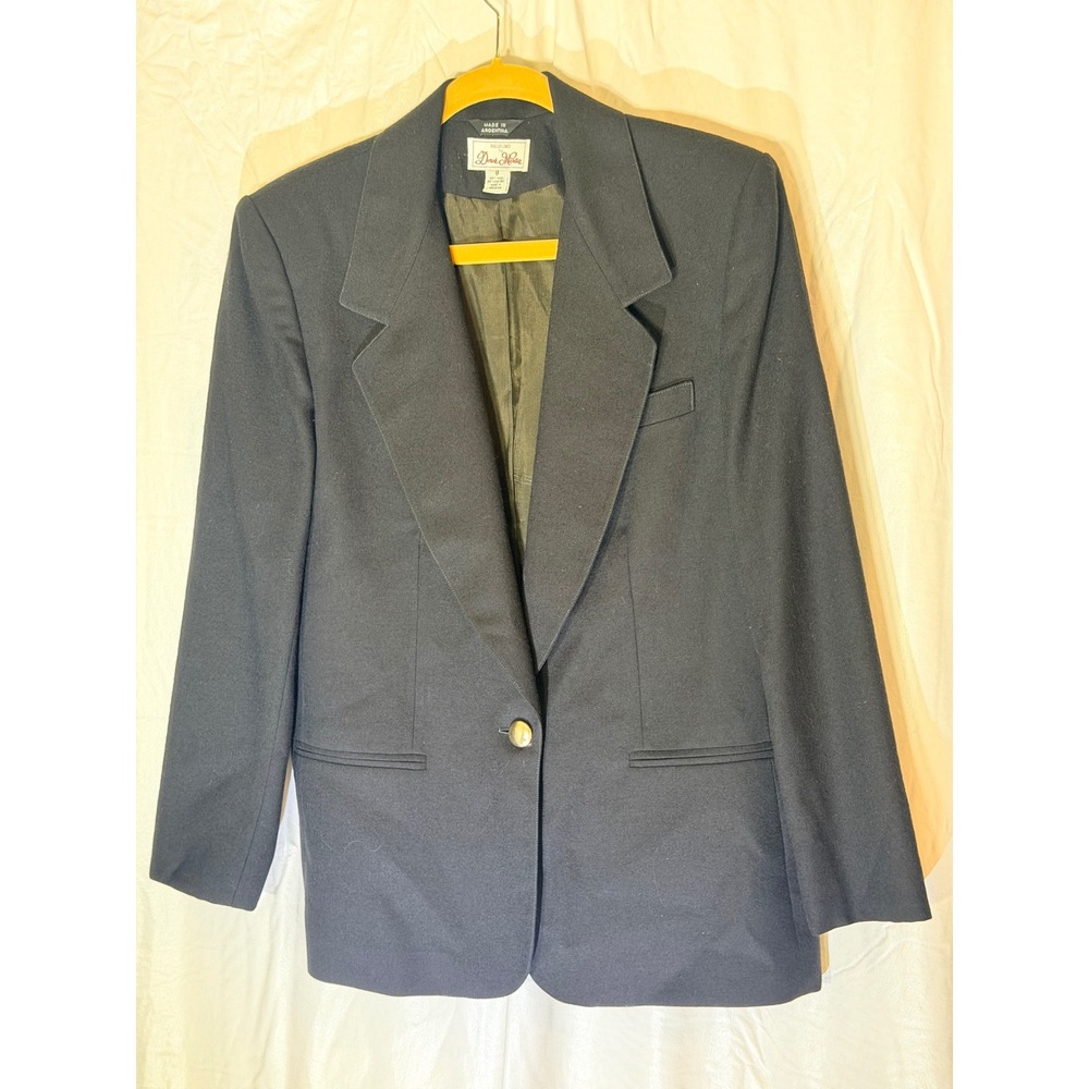 Designs by Derek Martin Black 100% Wool Blazer Jacket Size 8 Made in Argentina